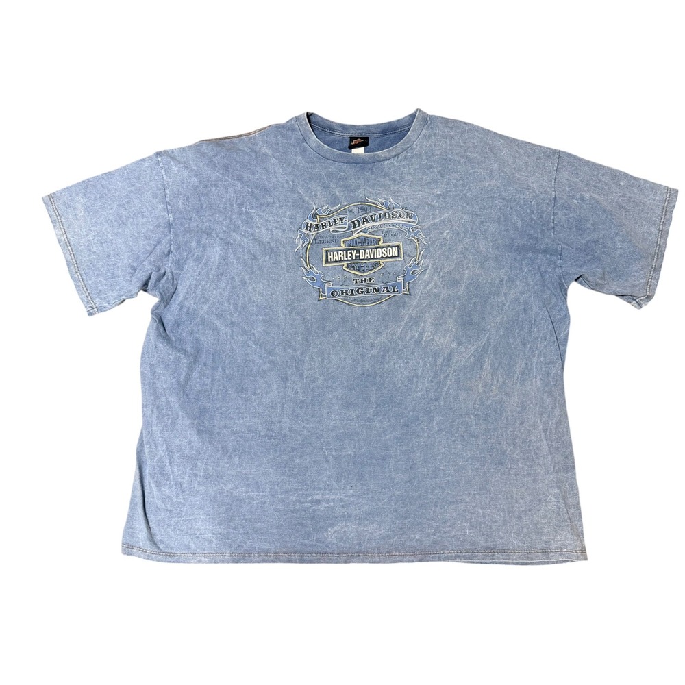 Harley-Davidson Mens T-Shirt Sturgis Graphic Acid Wash Blue 5XL Cotton Blend